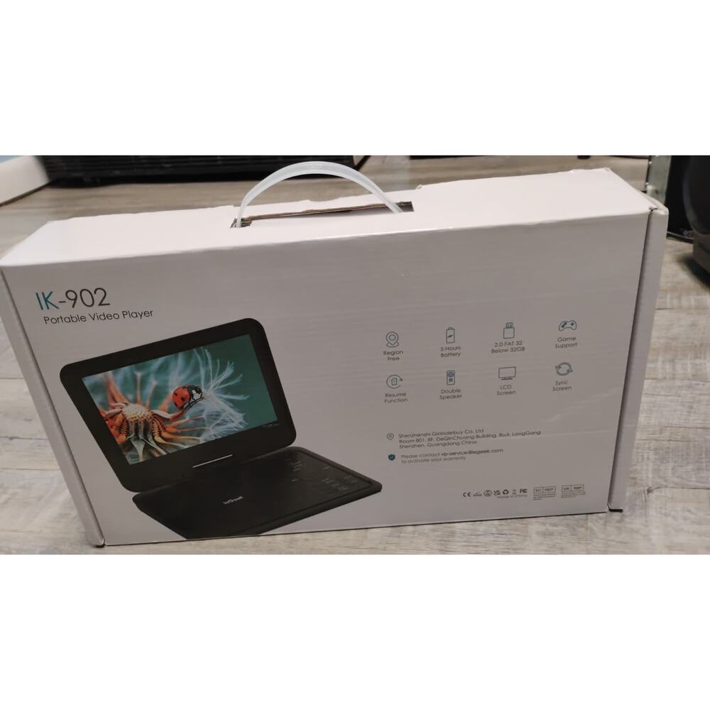 ieGeek IK-902 Portable Video CD DVD Game Player 9.5" Swivel Screen Black